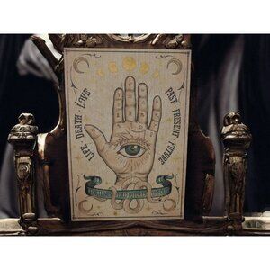 Mystical Palmistry Art Print With Eye & Celestial Motifs - Life Death Love Past